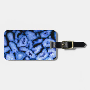 Étiquette À Bagage Agate de quartz bleu, Geodes bleues, motif abstrai