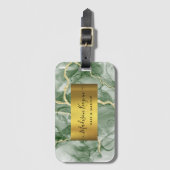 Étiquette À Bagage Agate d'or vert (Devant Vertical)