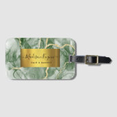 Étiquette À Bagage Agate d'or vert (Devant Horizontal)