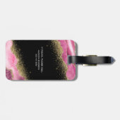 Étiquette À Bagage Agate Géode Rose Monogrammée (Dos horizontal)