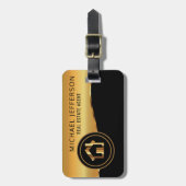 Étiquette À Bagage Agent d'agent immobilier - noir et or (Devant Vertical)