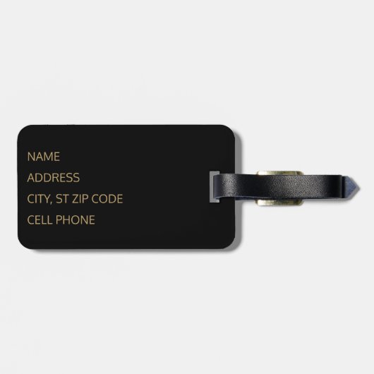 Étiquette À Bagage Agent d'agent immobilier - noir et or (Dos horizontal)