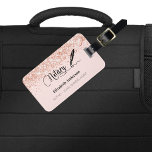 Étiquette À Bagage Agent de signature de prêt notaire rose or blush<br><div class="desc">Un or rose,  un arrière - plan roux décoré d'un stylo signature noir. Élégant script de style écrit à la main. Personnalisez et ajoutez Votre nom,  texte,  Ajoutez vos coordonnées au dos.</div>