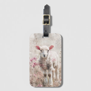 Étiquette À Bagage Agneau mignon avec mouton Fleur sauvage