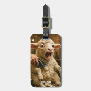 Étiquette À Bagage Agneau mignon de fantaisie effrayé rasage