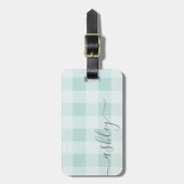 Étiquette À Bagage Agritourisme Plaid avec Gris Nom du script (Devant Vertical)