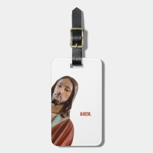 Étiquette À Bagage Ahem Funny Jésus sur l'arrière - plan blanc (Devant Vertical)
