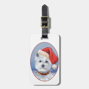Étiquette À Bagage Aide du Père Noël Westie