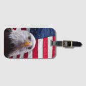 Étiquette À Bagage Aigle à tête blanche et drapeau américain (Devant Horizontal)