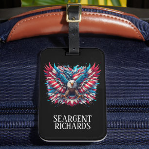 Étiquette À Bagage Aigle américain rouge blanc et bleu