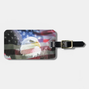 Étiquette À Bagage aigle chauve et drapeau des Etats-Unis