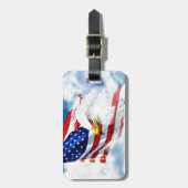 Étiquette À Bagage Aigle et drapeau américain (Devant Vertical)
