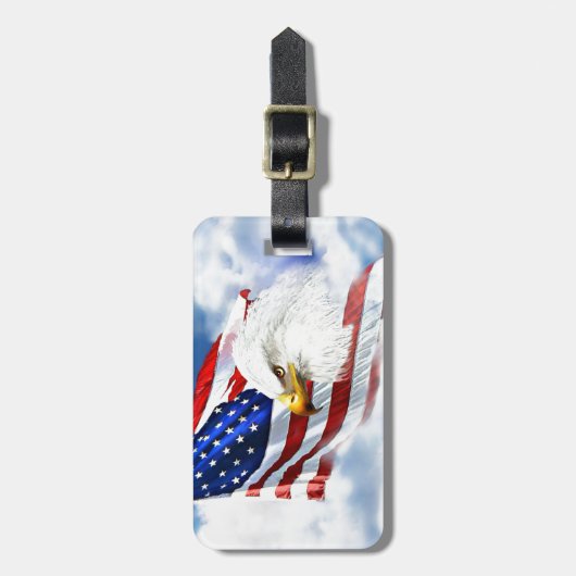 Étiquette À Bagage Aigle et drapeau américain (Devant Vertical)