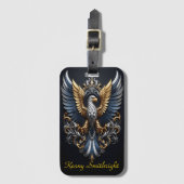 Étiquette À Bagage Aigle Or Et Argent (Devant Vertical)