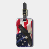 Étiquette À Bagage Aigle patriotique et drapeau américain (Devant Vertical)