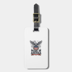 Étiquette À Bagage Aigle Patriotique Fabriqué aux États-Unis Vintage
