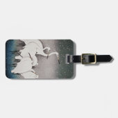 Étiquette À Bagage Aigrettes japonaises Grues Koson Neige d'hiver (Devant horizontal)