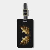 Étiquette À Bagage Ailes d'Ange d'or sur arrière - plan noir (Devant Vertical)