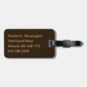 Étiquette À Bagage Ailes pilotes de Moose Bush (Dos horizontal)