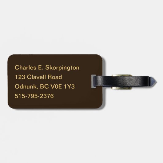 Étiquette À Bagage Ailes pilotes de Moose Bush (Dos horizontal)