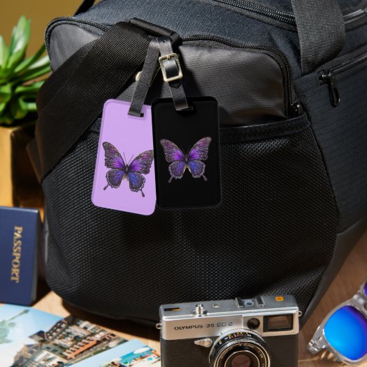 Étiquette À Bagage Ailes rides : Papillon pourpre (Recto & Verso)