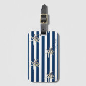 Étiquette À Bagage Aimable Poisson-étoile, Bleu bleu marine rayures p (Devant Vertical)