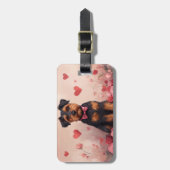Étiquette À Bagage Airedale avec Rose - Saint Valentin (Devant Vertical)