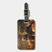 Étiquette À Bagage Airedale Chiot Automne Citrouille délice (Devant Vertical)