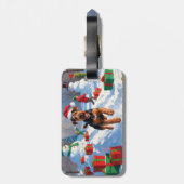 Étiquette À Bagage Airedale Noël Festive Scène de neige (Dos Vertical)