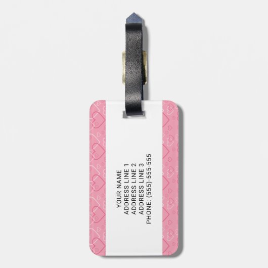 Étiquette À Bagage Airedale Terrier Chien Avec Coeurs Rose Et Texte (Dos Vertical)