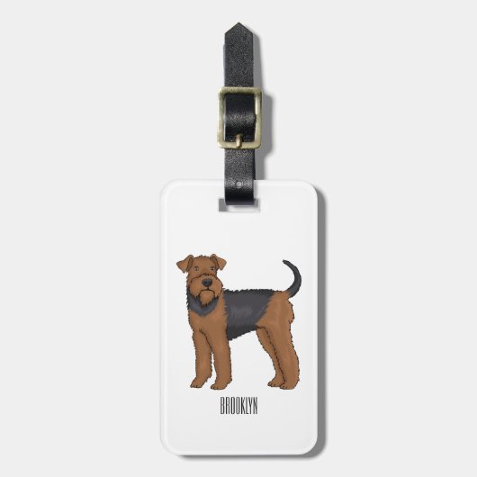 Étiquette À Bagage Airedale terrier dog cartoon (Devant Vertical)