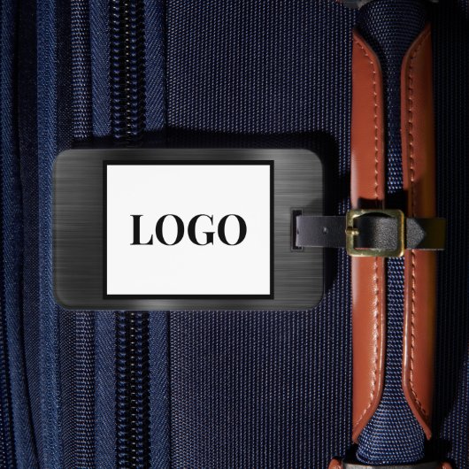 Étiquette À Bagage Ajouter le logo Faux gris noir métal stylisé horiz (Insitu Rectoal 4)