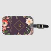 Étiquette À Bagage Ajouter le nom Personnalisé Moderne Élégant Or Flo (Devant Horizontal)