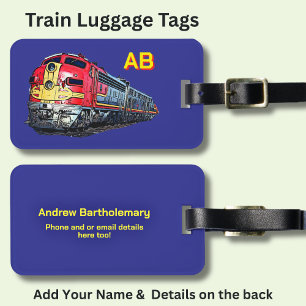 Étiquette À Bagage Ajouter les initiales Nom et détails - Locomotive