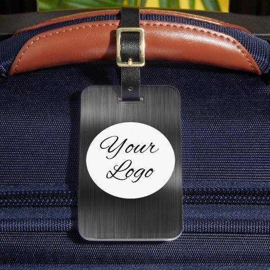 Étiquette À Bagage Ajouter Logo Faux Gris Noir Métal Acier Styled (Insitu Rectoal 2)