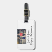 Étiquette À Bagage ajouter nom photo texte Halloween enfant fille gar (Devant Vertical)