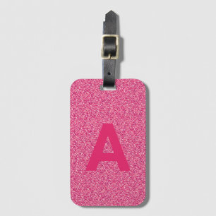 Étiquette À Bagage Ajouter un monogramme initial personnalisé rose pa