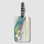 Étiquette À Bagage Ajouter un nom Cool moderne blanc & Turquoise Guit (Devant Vertical)