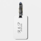 Étiquette À Bagage Ajouter un nom de couple monogramme ajouter date a (Dos Vertical)