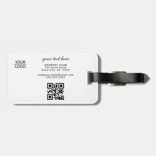 Étiquette À Bagage Ajouter votre logo QR Code Promotion de texte pers (Dos horizontal)