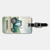 Étiquette À Bagage Ajouter votre marque d'aquarelle Nam Green Tractor (Devant horizontal)