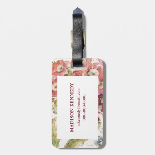 Étiquette À Bagage Ajouter votre monogramme| Primrose (Dos Vertical)