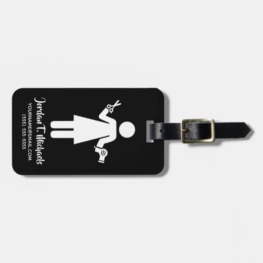 Étiquette À Bagage Ajouter votre nom| Cote coiffeur (Devant horizontal)