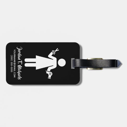 Étiquette À Bagage Ajouter votre nom| Cote coiffeur (Dos horizontal)