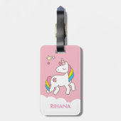 Étiquette À Bagage Ajouter Votre Nom Cute Magique Unicorn Personnalis (Dos Vertical)