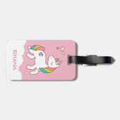 Étiquette À Bagage Ajouter Votre Nom Cute Magique Unicorn Personnalis (Dos horizontal)