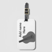 Étiquette À Bagage Ajouter votre nom texte brun acoustique guitare éd (Devant Vertical)