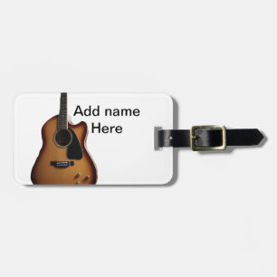 Étiquette À Bagage Ajouter votre nom texte brun acoustique guitare éd