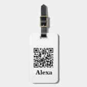 Étiquette À Bagage Ajouter votre propre QR Code Scan Minimal Simple L (Devant Vertical)