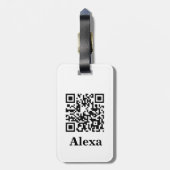Étiquette À Bagage Ajouter votre propre QR Code Scan Minimal Simple L (Dos Vertical)